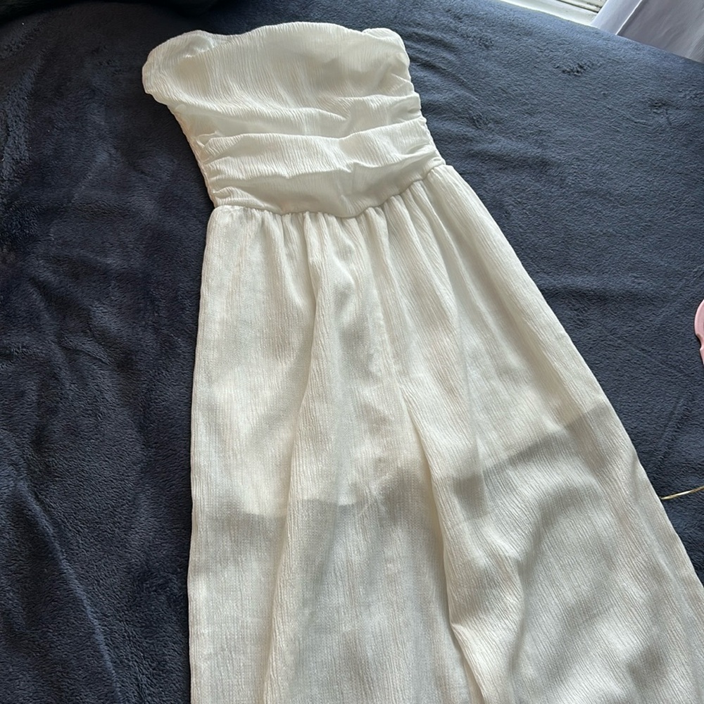 White Strapless Jumpsuit
